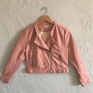 Salmon faux leather jacket